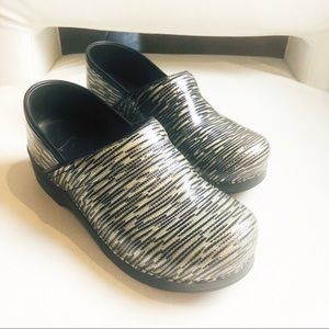 Dansko Silver Black Stripped Shoes